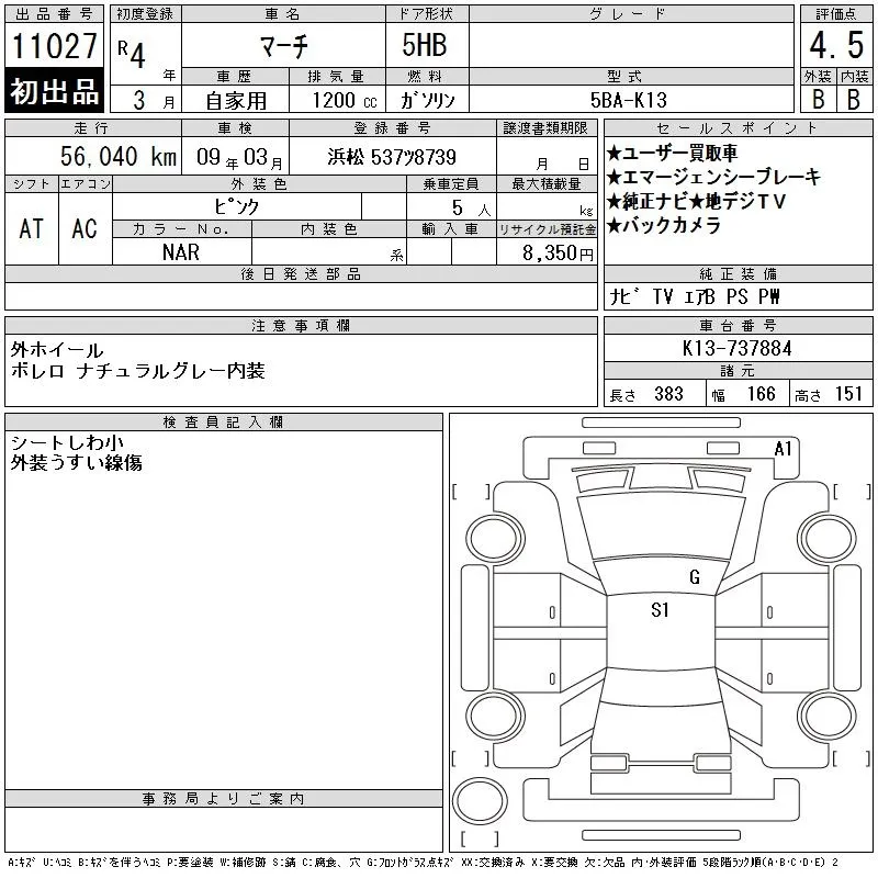 NISSAN MARCH 2022 - Аукционный лист