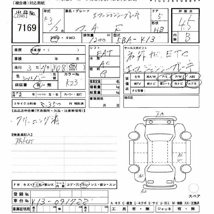 NISSAN MARCH 2021 - Аукционный лист