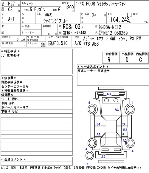 NISSAN NOTE 2015 - Аукционный лист