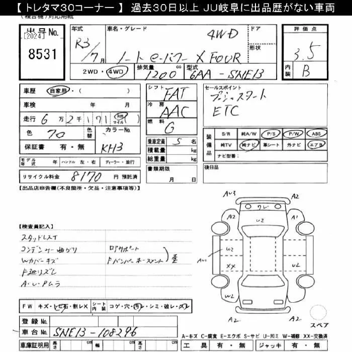 NISSAN NOTE 2021 - Аукционный лист