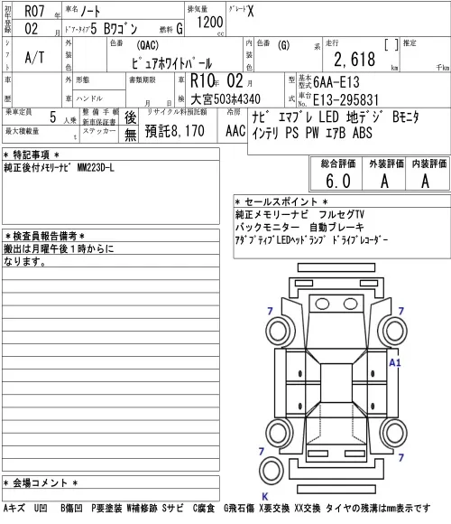 NISSAN NOTE 2015 - Аукционный лист