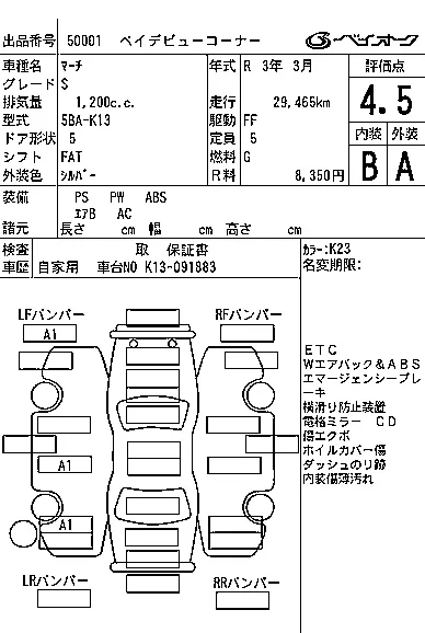 NISSAN MARCH 2021 - Аукционный лист