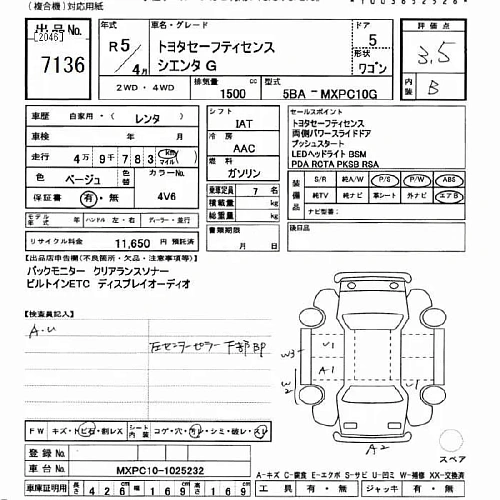 TOYOTA SIENTA 2023